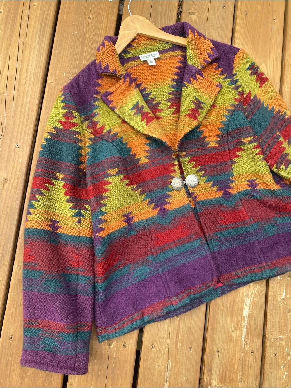COLDWATER CREEK southwestern aztec print sweater blazer jacket size large - Picture 9 of 14